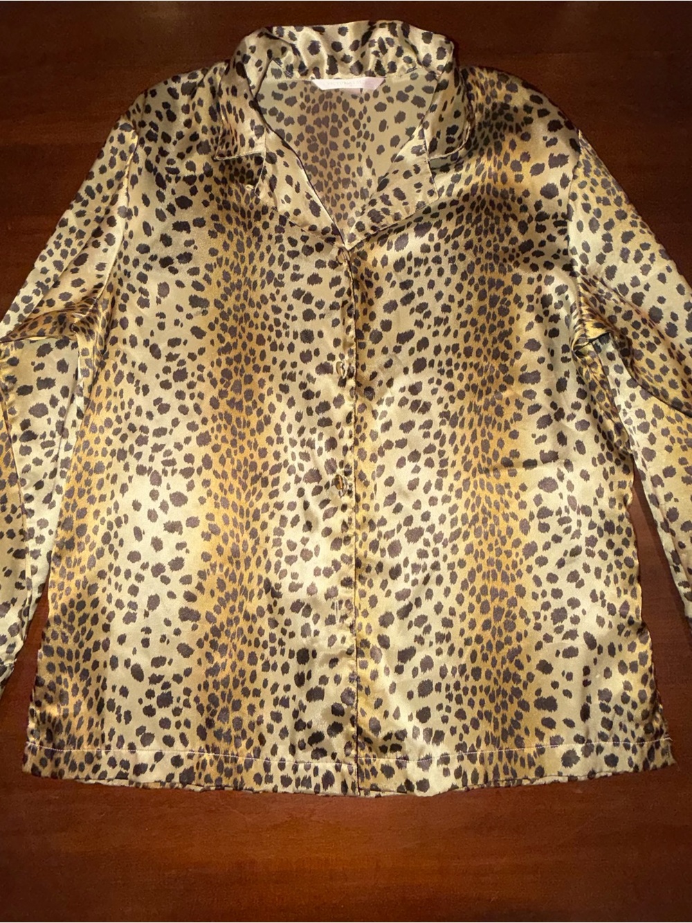 Victoria’s Secret Leopard Satin Pajama Top Size M Y2K Animal Print
